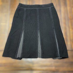 Ann Taylor Size 4 Black Polka Dot Pleated Gored Skirt A-Line Flare Career Wear